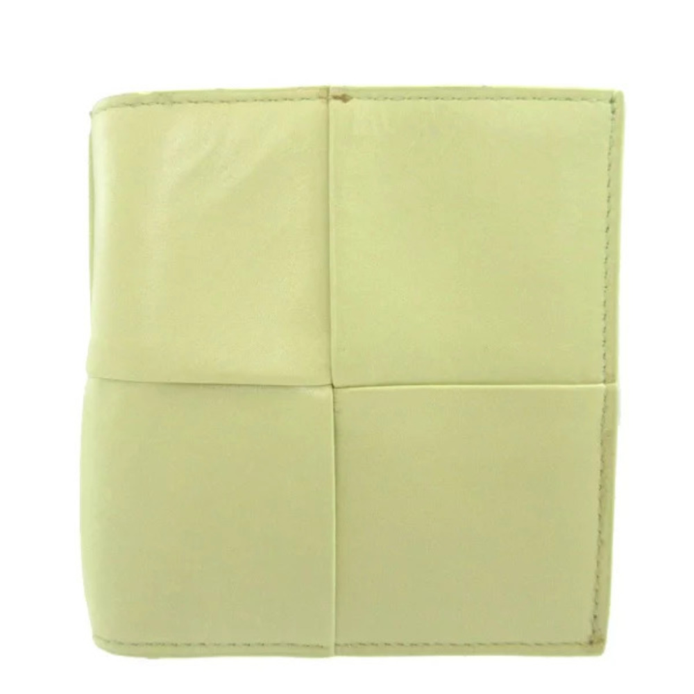 Bottega Veneta Maxi Intrecciato Leather Yellow Bi fold Wallet Billfold